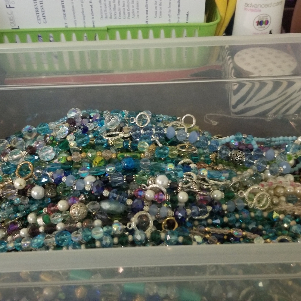 All hand made necklaces. Sworiskey crystals.